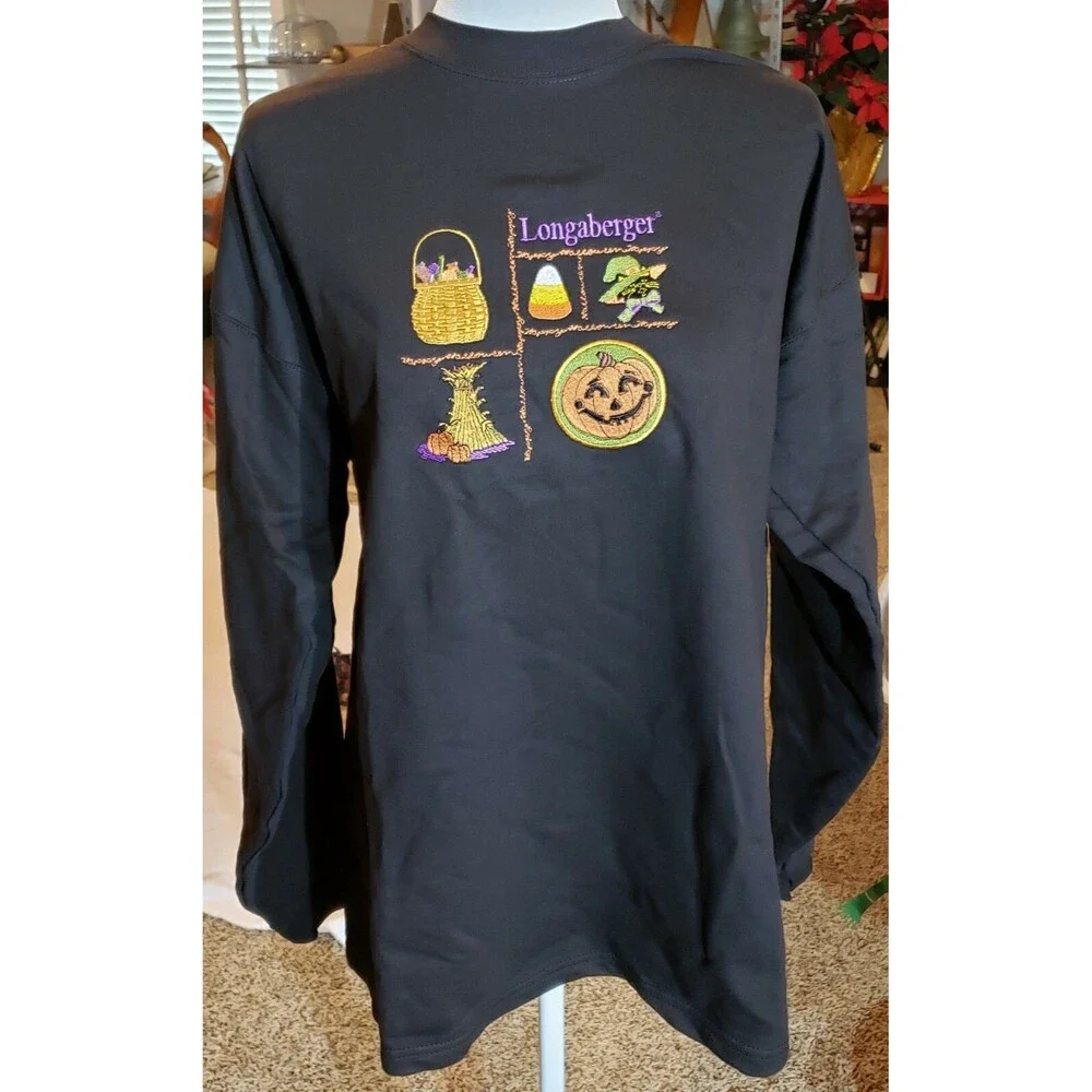 COMBO: 1993 Longaberger Tea Basket, LB Halloween Sweatshirt & LB Halloween Socks